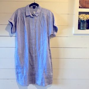 J crew Irish linen dress Baird McNutt small blue